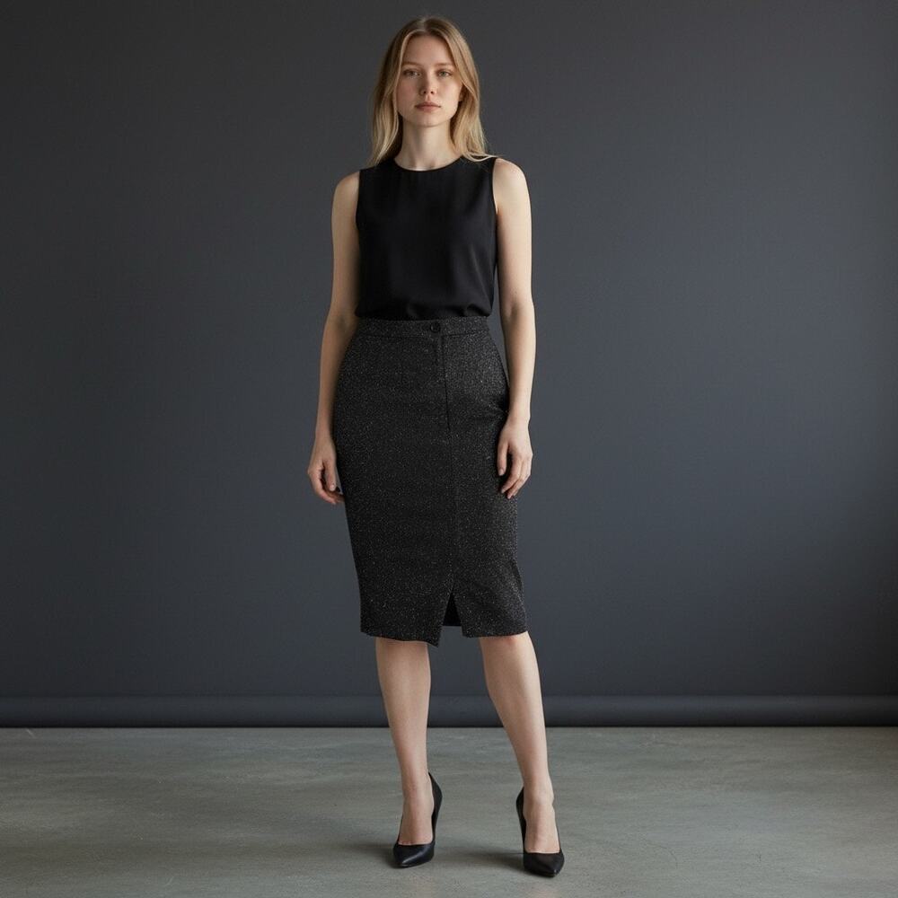 Hell Bunny Nebula Black Sparkle Stretch Wiggle Skirt
Womens size small